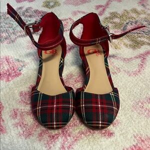 GB Girls Red and Green Plaid Heels